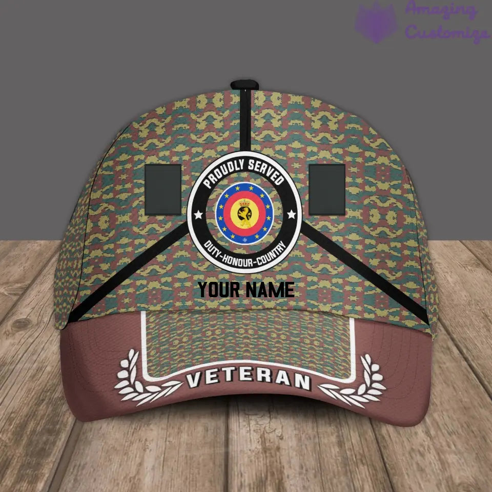 Personalized Rank And Name Belgium Soldier/Veterans Camo Baseball Cap - 17121888