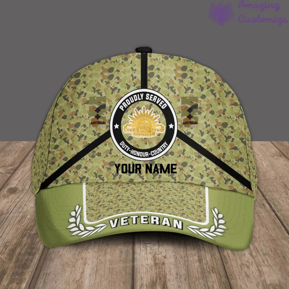 Casquette de baseball camouflage personnalisée avec rang et nom pour soldat/vétéran australien - 17121888