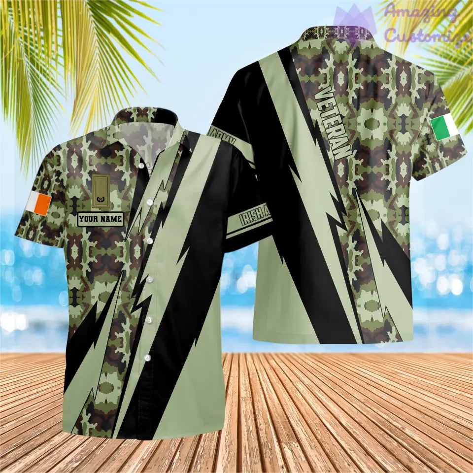 T-shirt personnalisé soldat/vétéran irlandais avec nom et grade imprimé en 3D sur toute la surface - 03042401QA