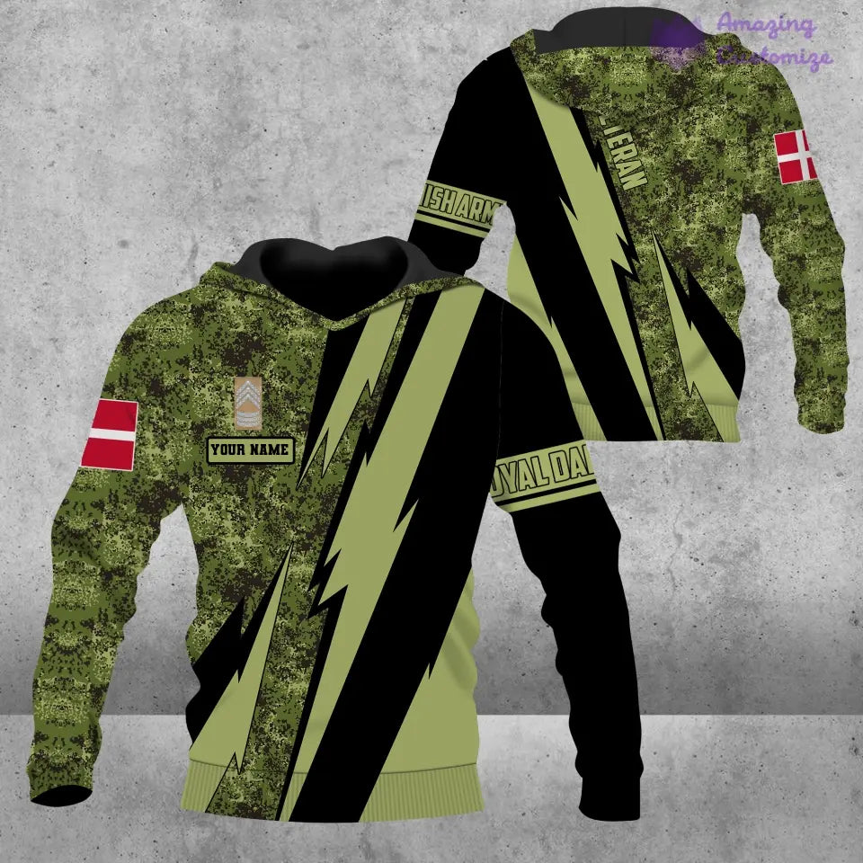 Personalized Denmark Soldier/Veteran with Name and Rank T-shirt 3D All Over Printed - 03042401QA