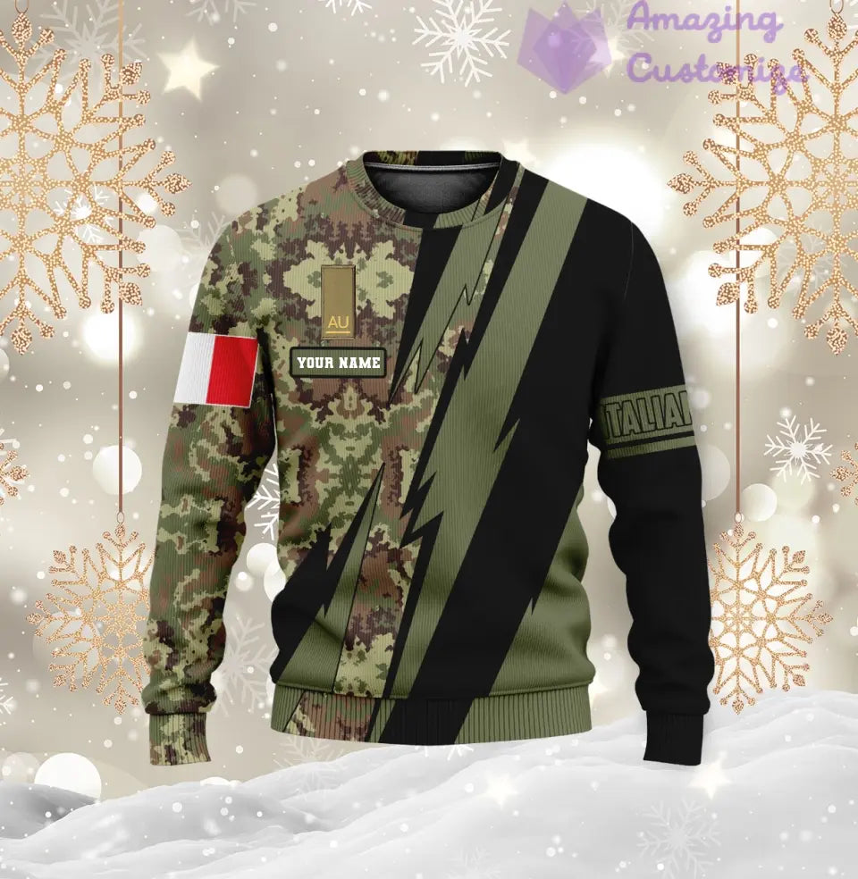 Personalisiertes T-Shirt mit 3D-Rundumdruck „Italienischer Soldat/Veteran“ mit Namen und Rang – 03042401QA