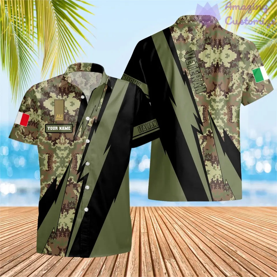 T-shirt personnalisé soldat/vétéran italien avec nom et grade imprimé en 3D sur toute la surface - 03042401QA