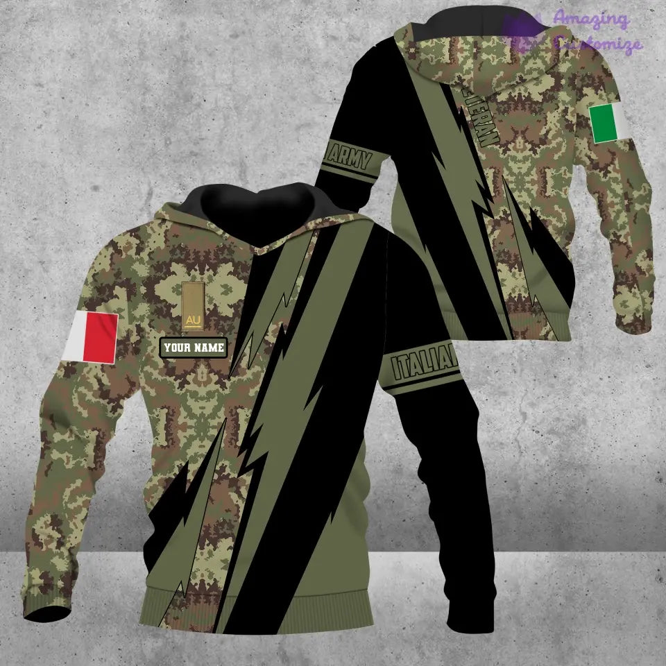 Personalisiertes T-Shirt mit 3D-Rundumdruck „Italienischer Soldat/Veteran“ mit Namen und Rang – 03042401QA