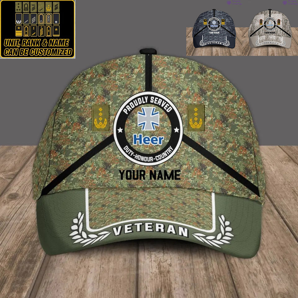 Personalized Rank And Name German Soldier/Veterans Camo Baseball Cap - 17121888