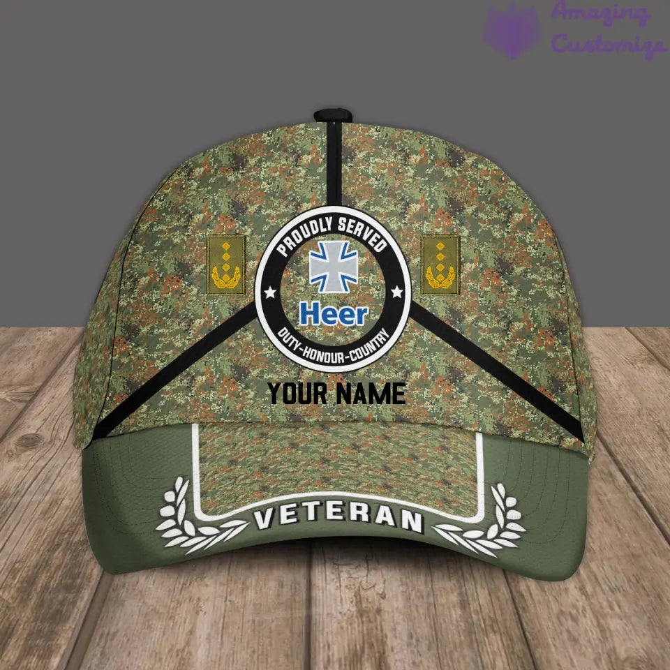 Casquette de baseball camouflage personnalisée avec rang et nom pour soldat/vétéran allemand - 17121888