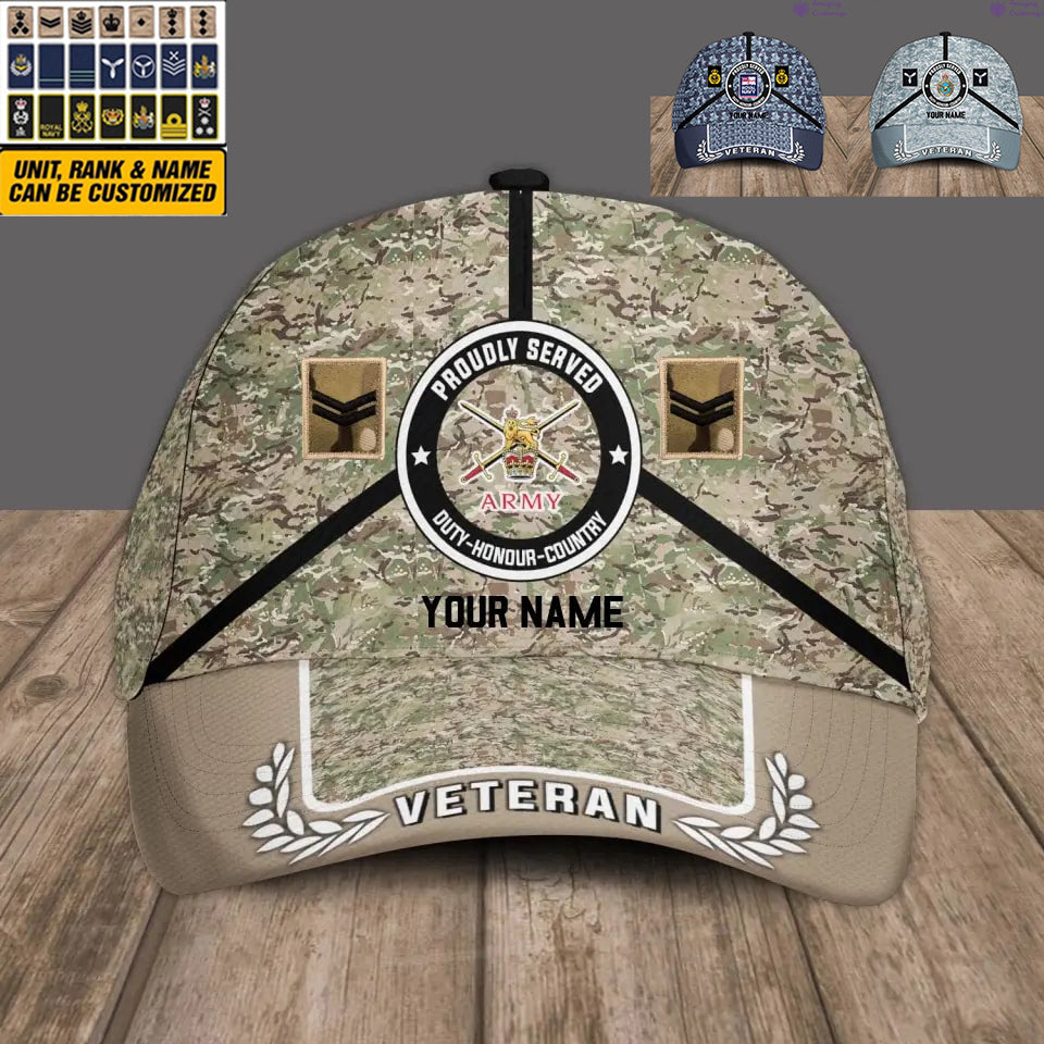 Personalized Rank And Name UK Soldier/Veterans Camo Baseball Cap - 17121888