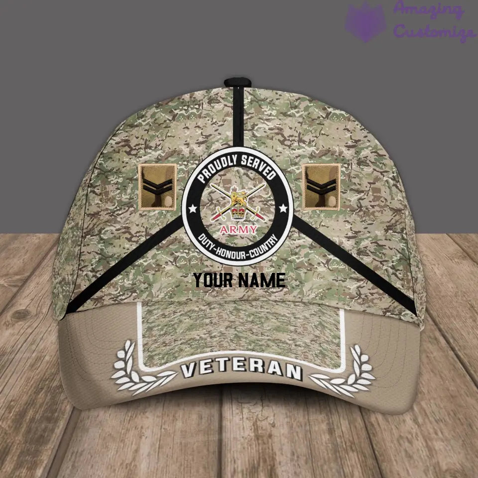 Personalized Rank And Name UK Soldier/Veterans Camo Baseball Cap - 17121888