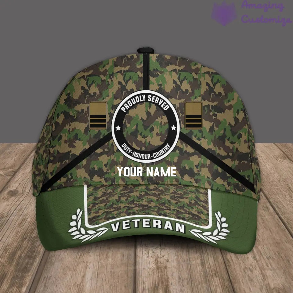 Casquette de baseball camouflage personnalisée avec rang et nom pour soldat/vétéran suisse - 17121888