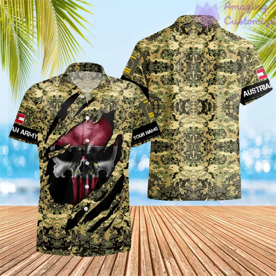 Personalisiertes Österreichischer Soldat/Veteran mit Namen und Rang T-Shirt 3D Rundumdruck - 08042402QA