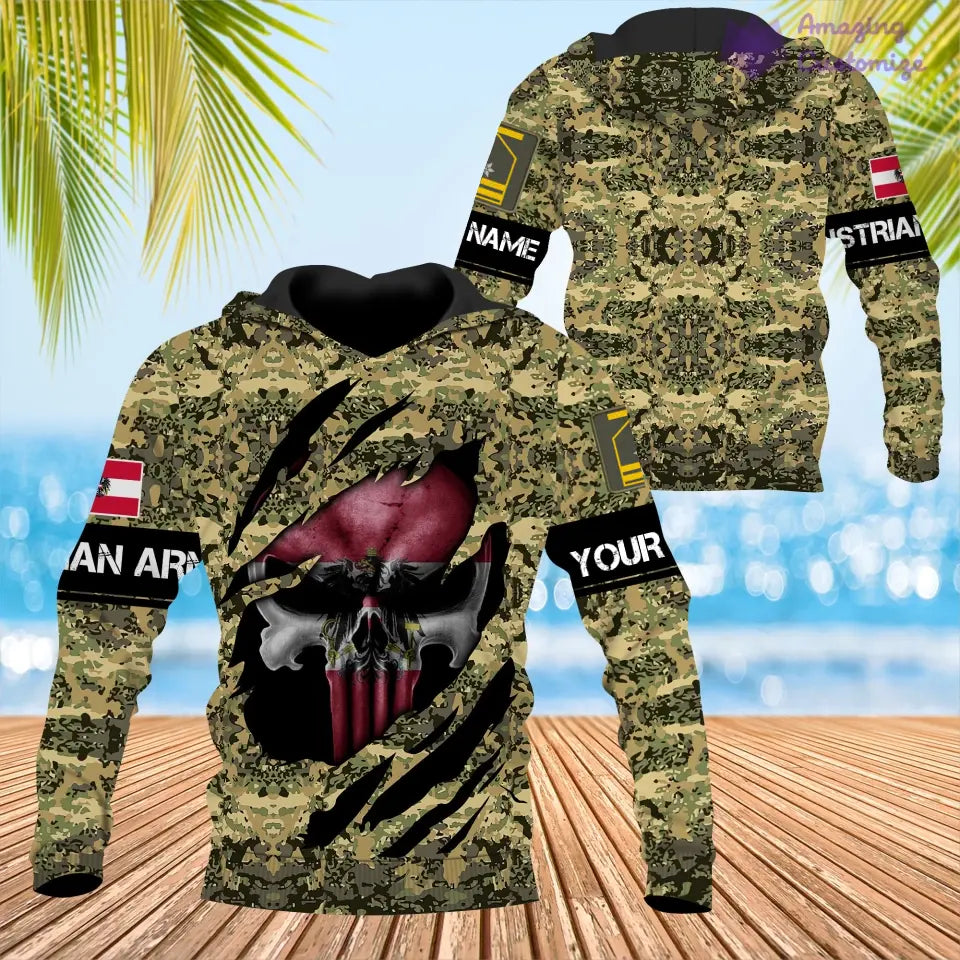 Personalisiertes Österreichischer Soldat/Veteran mit Namen und Rang T-Shirt 3D Rundumdruck - 08042402QA