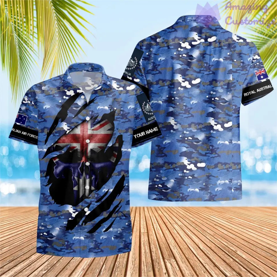 Personalisiertes Australien T-Shirt für Soldaten/Veteranen mit Namen und Rang, komplett bedruckt – 08042402QA