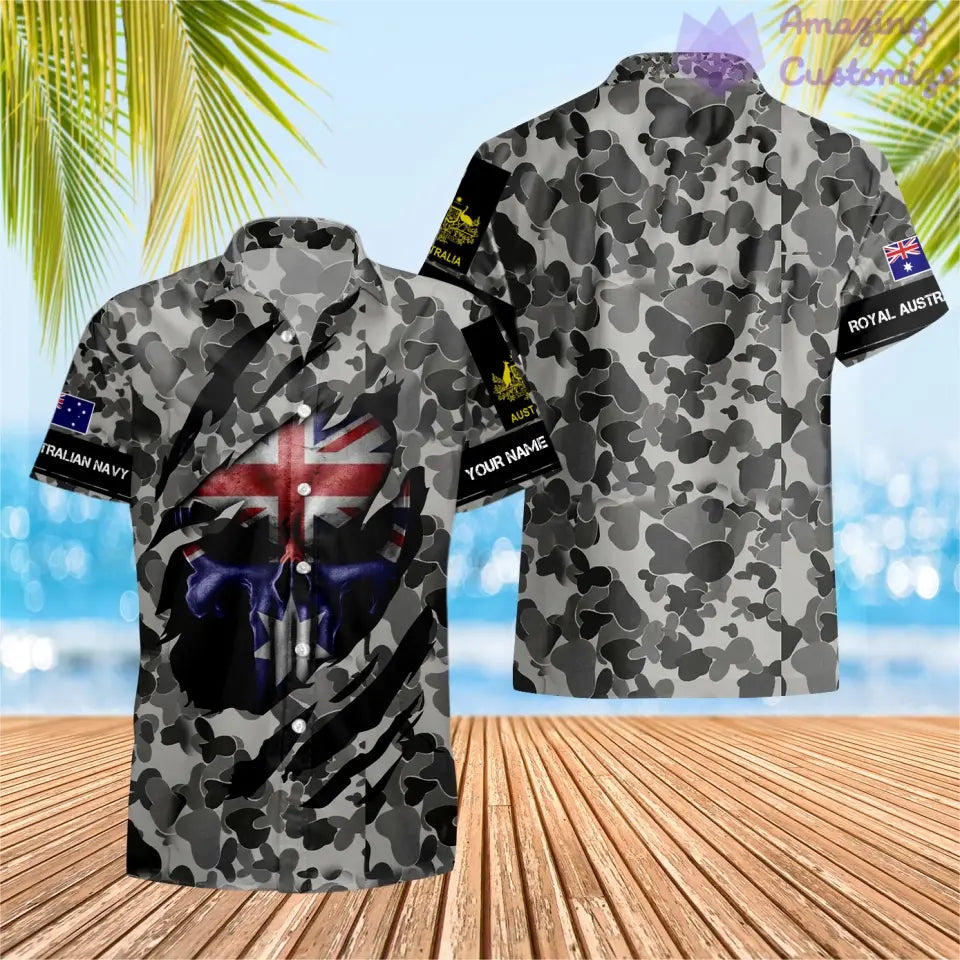 T-shirt personnalisé Australie avec nom et grade Soldat/Vétéran imprimé sur toute la surface - 08042402QA