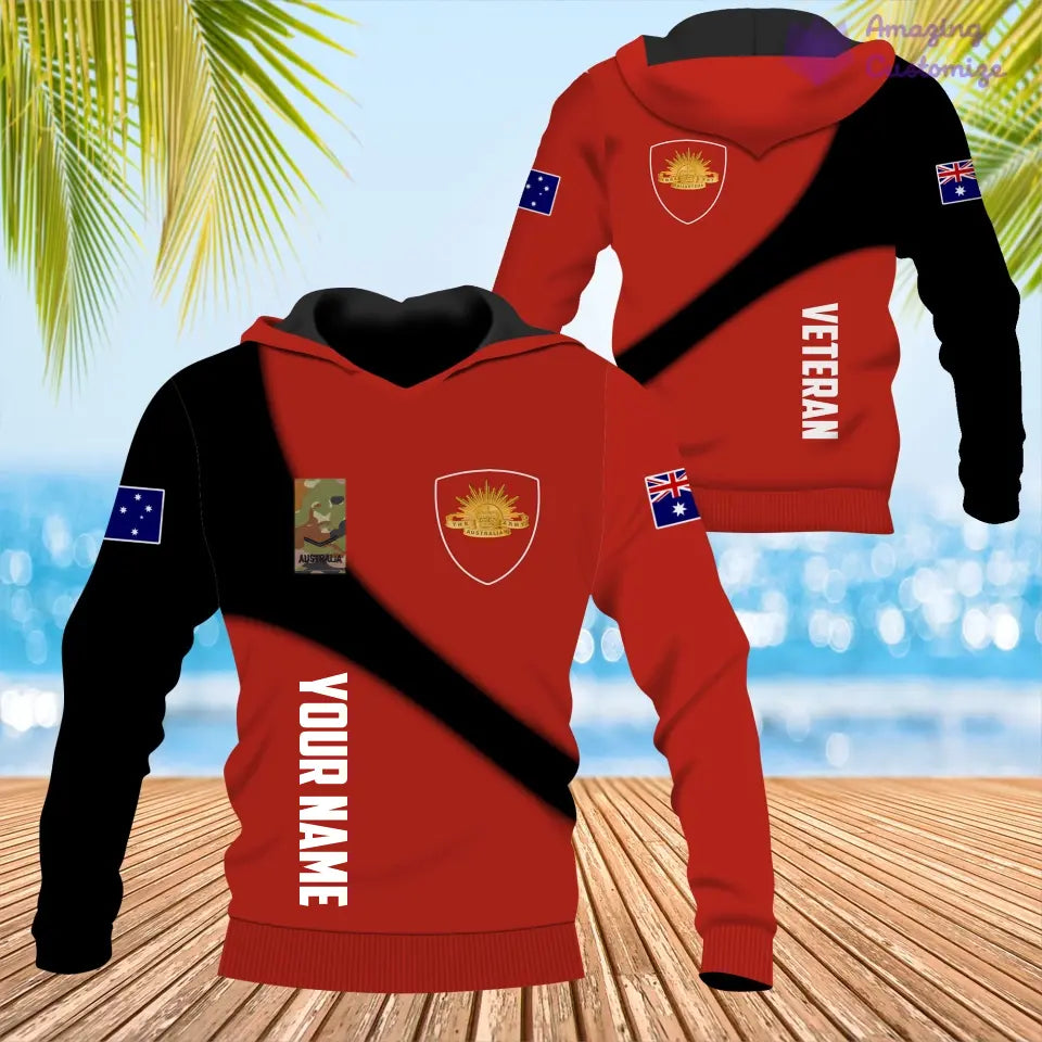 Personalized Australia with Name and Rank Soldier/Veteran Hoodie Shirt All Over Printed - 08042401QA