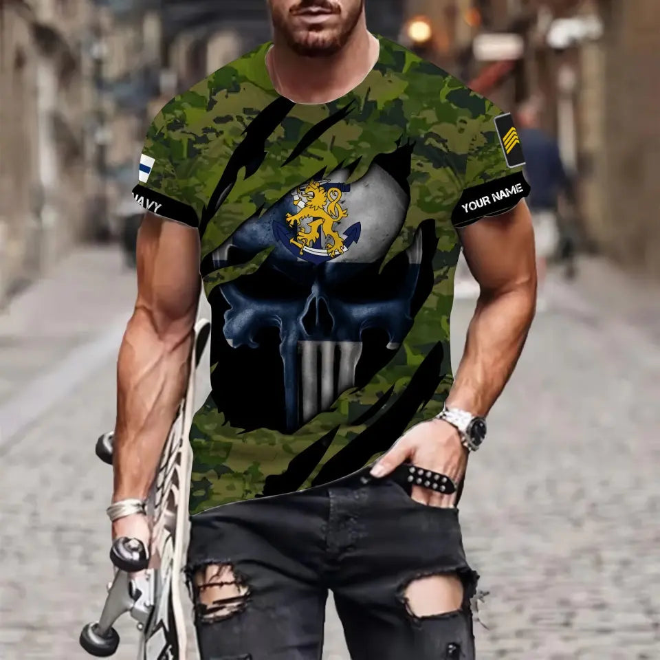 Personalized Finland with Name and Rank Soldier/Veteran T-shirt All Over Printed - 08042402QA