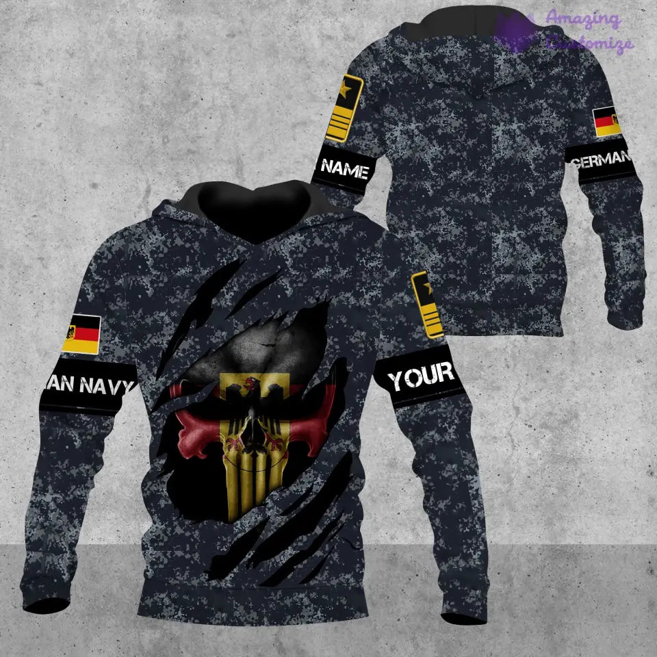 Personalisiertes Deutschland T-Shirt Soldat/Veteran mit Namen und Rang, komplett bedruckt – 08042402QA