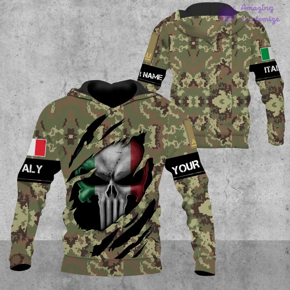 T-shirt personnalisé soldat/vétéran italien avec nom et grade imprimé en 3D sur toute la surface - 08042402QA