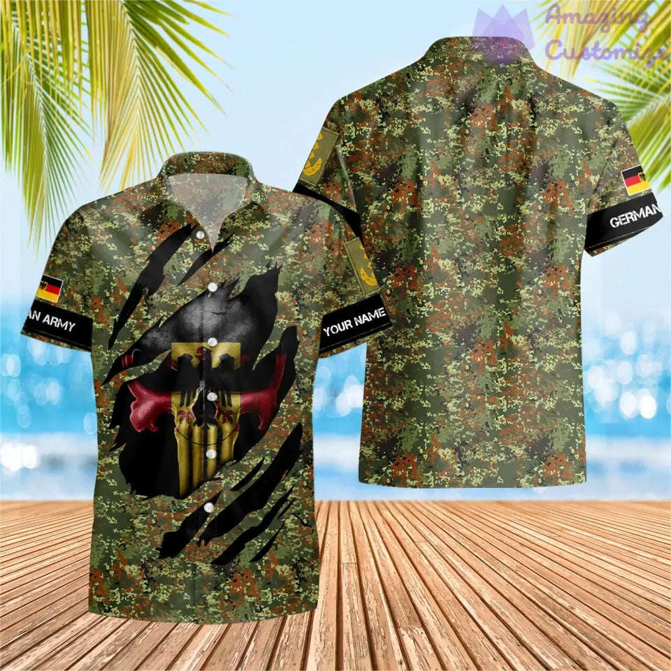 Personalisiertes Deutschland T-Shirt Soldat/Veteran mit Namen und Rang, komplett bedruckt – 08042402QA