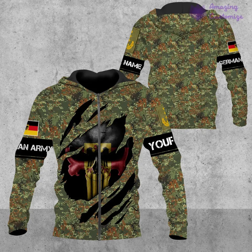 Personalisiertes Deutschland T-Shirt Soldat/Veteran mit Namen und Rang, komplett bedruckt – 08042402QA