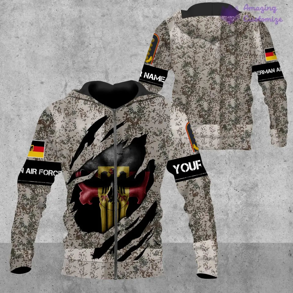 Personalisiertes Deutschland T-Shirt Soldat/Veteran mit Namen und Rang, komplett bedruckt – 08042402QA