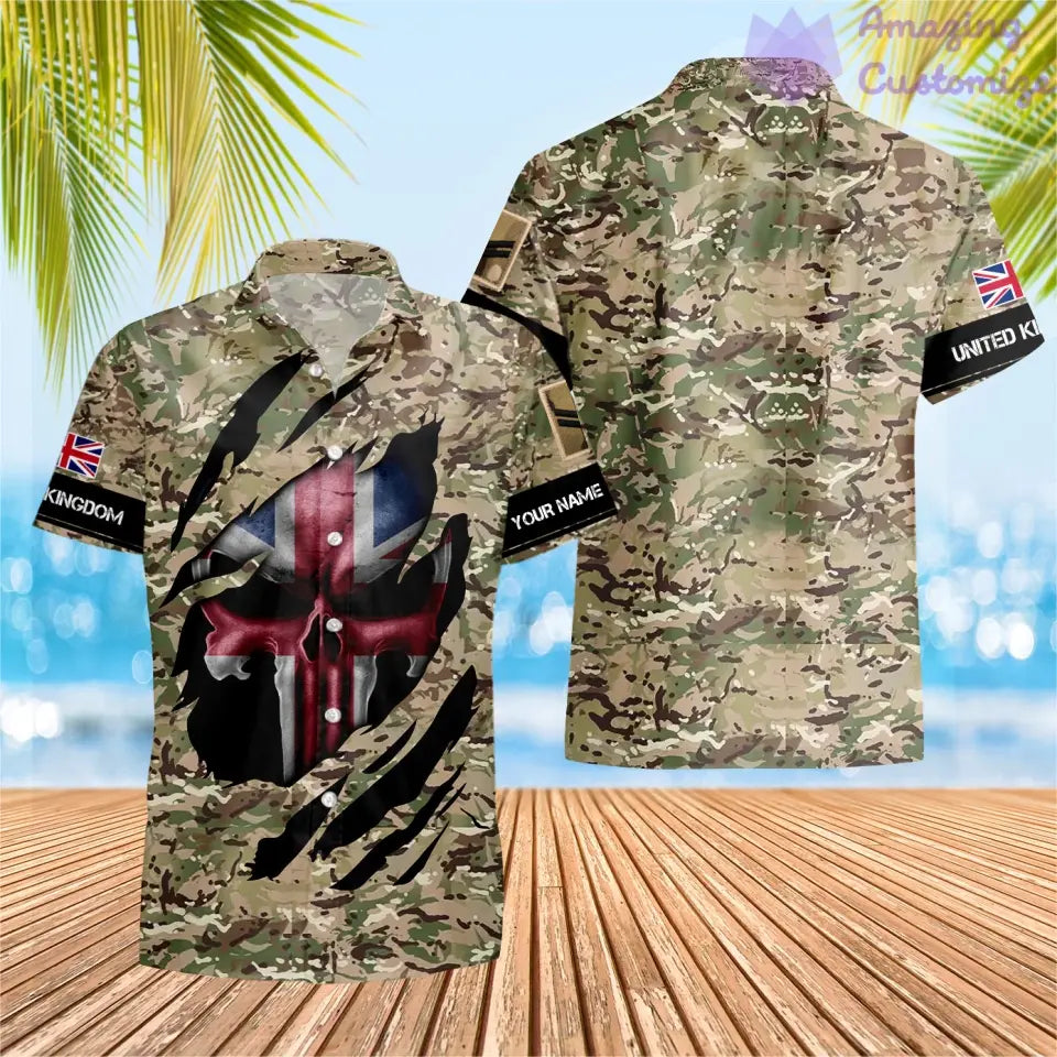 Personalisiertes UK-T-Shirt für Soldaten/Veteranen mit Namen und Rang, komplett bedruckt – 08042402QA