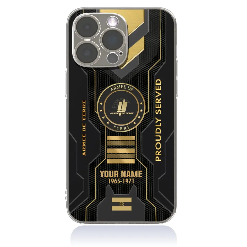 Coque de téléphone personnalisée pour soldat/vétéran de la France avec grade, année et nom imprimés - 09042401QA