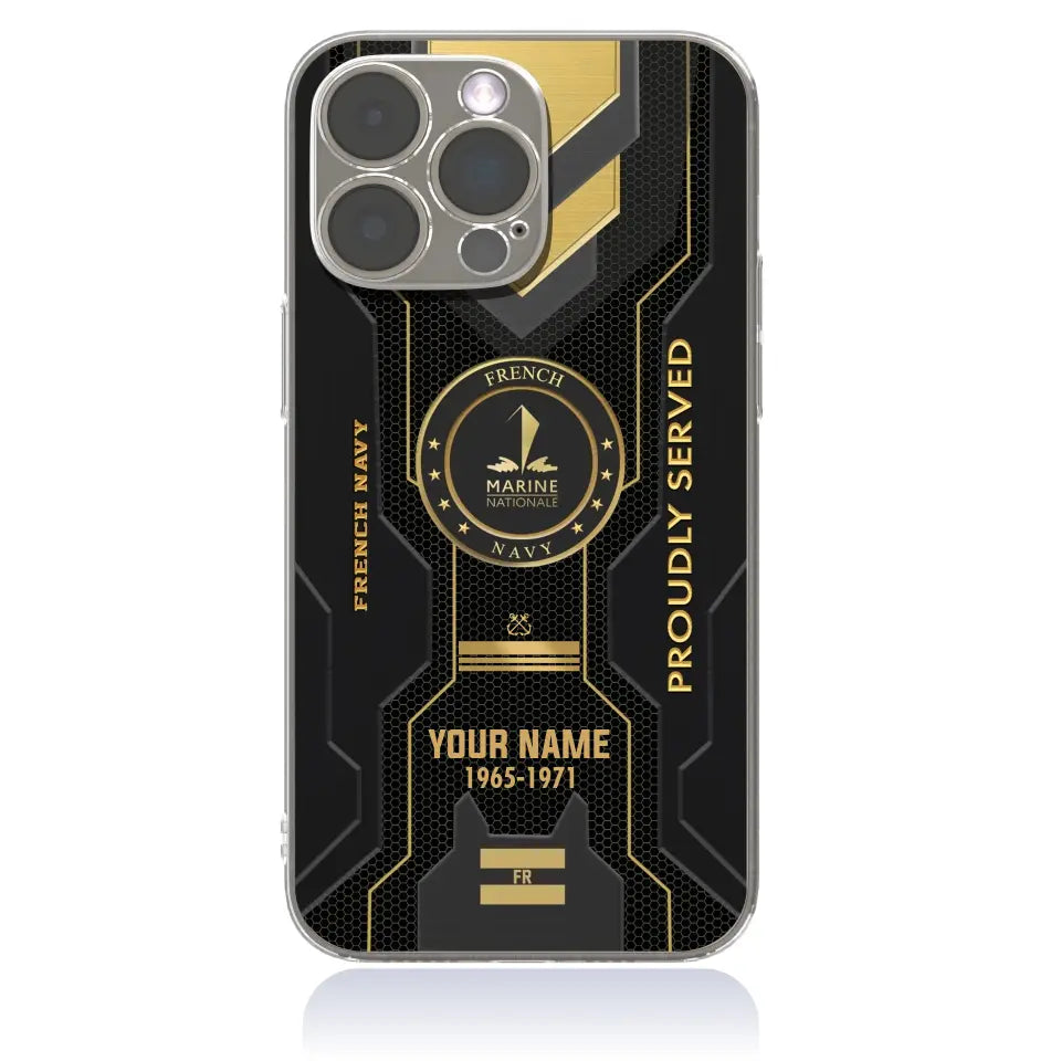 Coque de téléphone personnalisée pour soldat/vétéran de la France avec grade, année et nom imprimés - 09042401QA