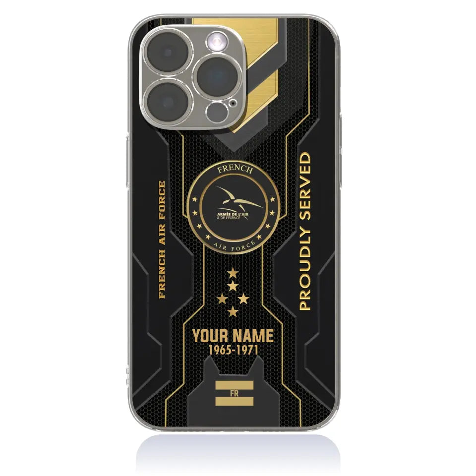 Coque de téléphone personnalisée pour soldat/vétéran de la France avec grade, année et nom imprimés - 09042401QA