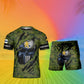 T-shirt personnalisé avec camouflage soldat/vétéran finlandais avec nom et grade + short imprimé en 3D - 08042402QA