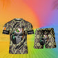 T-shirt personnalisé avec camouflage soldat/vétéran irlandais avec nom et grade + short imprimé en 3D - 08042402QA