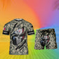 T-shirt personnalisé avec camouflage soldat/vétéran de la France avec nom et grade combinés + short imprimés en 3D - 08042402QA