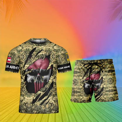 Personalized Austrian Soldier/ Veteran Camo With Name And Rank Combo T-Shirt + Short 3D Printed -08042402