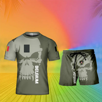 Personalisierter belgischer Soldat/Veteran, Camouflage mit Rang, Kombi-T-Shirt + Short, 3D-Druck – 13042401QA