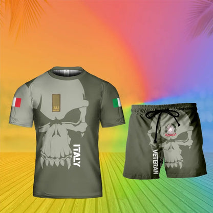 Personalisierter italienischer Soldat/Veteran, Camouflage mit Rang, Kombi-T-Shirt + Shorts, 3D-Druck -13042401QA