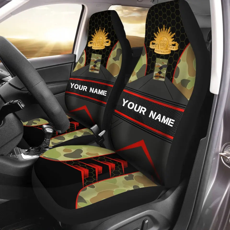 Personalized Australian Soldier/ Veteran Camo With Name And Rank Car Seat Covers 3D Printed - 13042402QA