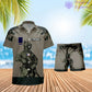 T-shirt Hawaïen personnalisé avec camouflage soldat/vétéran de la France et combo de grades + short imprimés en 3D - 0512230001QA