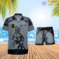 T-shirt Hawaï personnalisé avec camouflage soldat/vétéran allemand et combo de grades + short imprimé en 3D - 0512230001QA