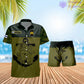 T-shirt Hawaï personnalisé avec camouflage soldat/vétéran finlandais et combo de grades + short imprimé en 3D - 0906230001QA