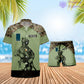 T-shirt Hawaï personnalisé avec camouflage soldat/vétéran belge et combo de grades + short imprimés en 3D - 1212230001QA