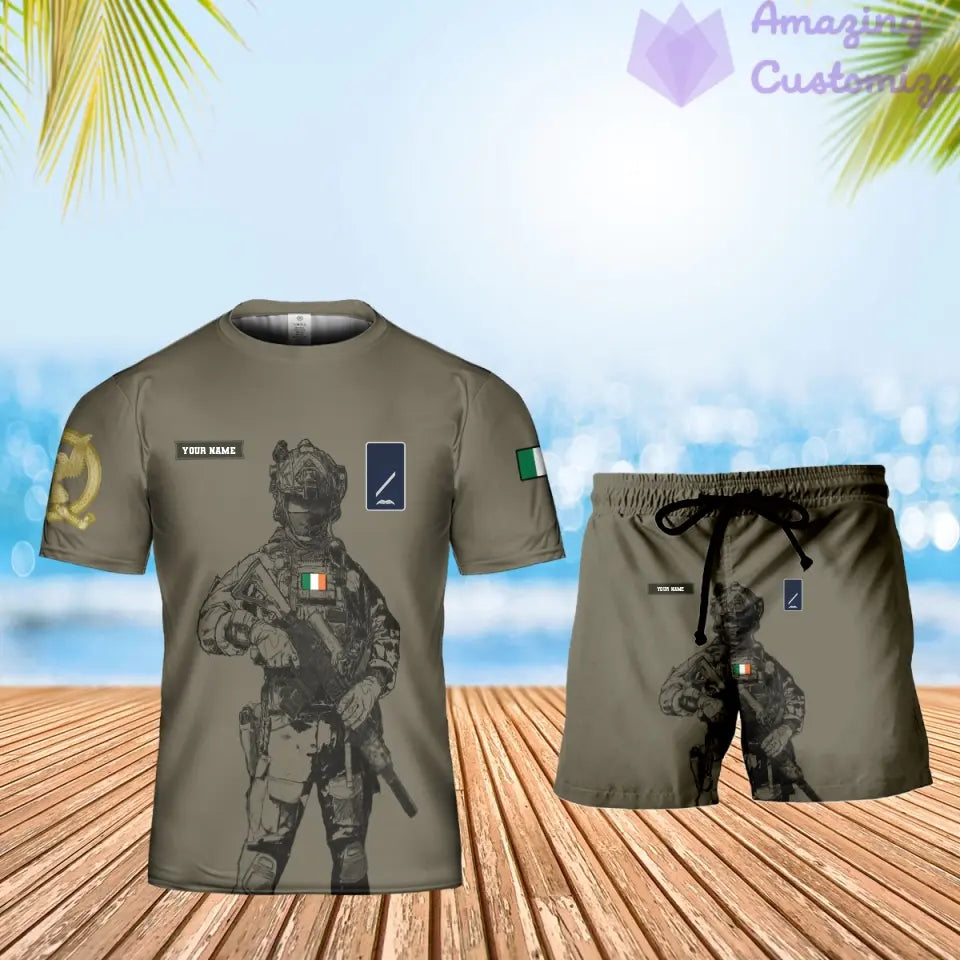 Personalized Ireland Soldier/ Veteran Camo With Name And Rank Combo T-Shirt + Short 3D Printed  - 17042401QA