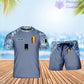 Personalisierter belgischer Soldat/Veteran, Camouflage, mit Namen und Rang, Kombi-T-Shirt + Short, 3D-Druck – 1010230001QA