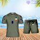 T-shirt personnalisé avec camouflage soldat/vétéran de la France avec nom et grade combinés + short imprimés en 3D - 0310230005QA