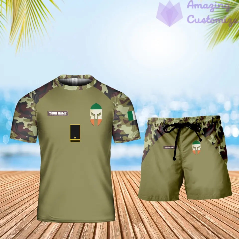 Personalized Ireland Soldier/ Veteran Camo With Name And Rank Combo T-Shirt + Short 3D Printed  - 1010230001QA