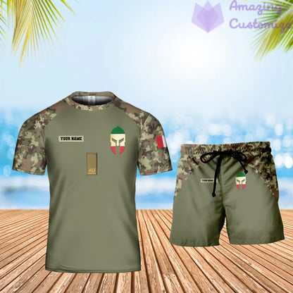 T-shirt personnalisé avec camouflage soldat/vétéran italien avec nom et grade + short imprimé en 3D -1010230001QA