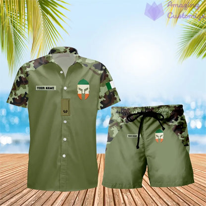 Personalized Ireland Soldier/ Veteran Camo With Rank Combo Hawaii Shirt + Short 3D Printed - 1010230001QA