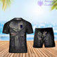 T-shirt personnalisé avec camouflage soldat/vétéran de la France avec nom et grade combinés + short imprimés en 3D - 0112230001QA