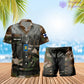 T-shirt Hawaï personnalisé avec camouflage soldat/vétéran finlandais et combo de grades + short imprimé en 3D - 22042401QA