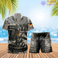 Personalisiertes deutsches Soldaten-/Veteranen-Tarnmuster mit Rangkombination Hawaiihemd + Shorts 3D-Druck – 22042401QA