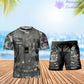 Personalisiertes australisches Soldaten-/Veteranen-Tarnmuster mit Namen und Rang, Kombi-T-Shirt + Shorts, 3D-Druck – 22042401QA