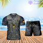 Personalisiertes deutsches Soldaten-/Veteranen-Tarnmuster mit Namen und Rang, Kombi-T-Shirt + Shorts, 3D-Druck – 22042401QA