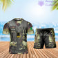 Personalisiertes irisches Soldaten-/Veteranen-Tarnmuster mit Namen und Rang, Kombi-T-Shirt + Short, 3D-Druck – 22042401QA